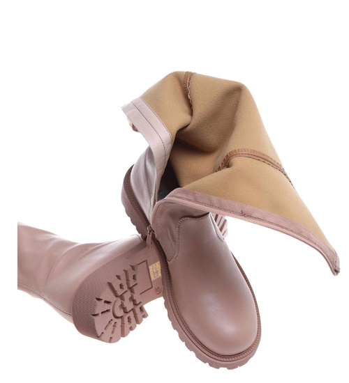 Kozaki damskie z suwakiem Khaki /A5-1 18153 T397/