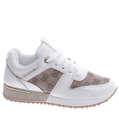 Sznurowane sneakersy na niskim koturnie /G1-2 13229 T502/