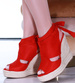 Czerwone sandały espadryle na koturnie /E7-1 14119 T271/