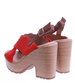Czerwone damskie sandały na obcasie i platformie /A5-1 14121 S295/