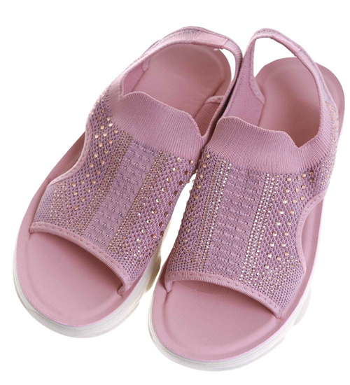 Różowe elastyczne sandały na platformie /A1-2 17743 W132/