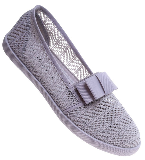 Ażurowe dziewczęce tenisówki Szare /D3-2 13656 T8/