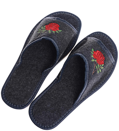 Filcowe kapcie damskie z haftem /G11-1 15285 S172/
