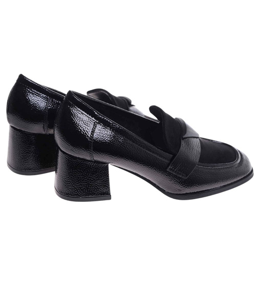 Czarne czółenka na grubym obcasie /G1-2 18235 W206/