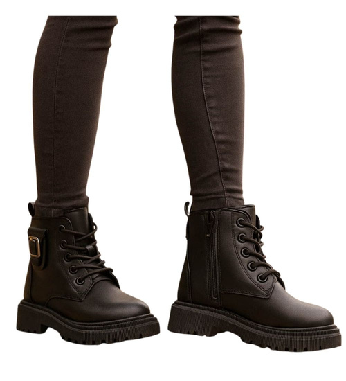 Dziewczęce sznurowane botki trapery ocieplane /B5-3 18461 T294/