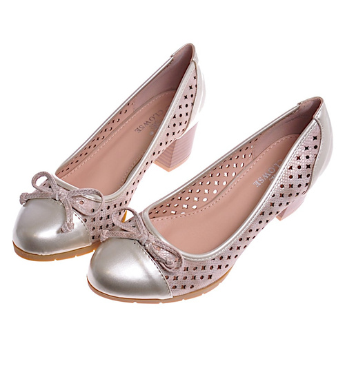 Czółenka damskie ażurowe Gold /D8-3 10651 W284/