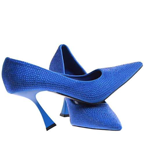 Niebieskie czółenka szpilki z dżetami /A3-3 17209 G121/