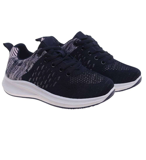 Sneakersy damskie granatowo różowe /C5-3 18698 T251/