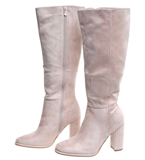 Klasyczne beżowe kozaki do kolan /C4-1 18331 T600/