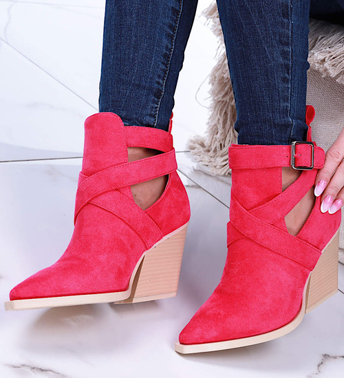 Fuksjowe wiosenne botki kowbojki na klocku /D7-1 14853 T420/