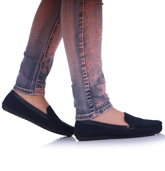 Granatowe ażurowe baleriny damskie lordsy /D1-2 16409 +h2 G187/