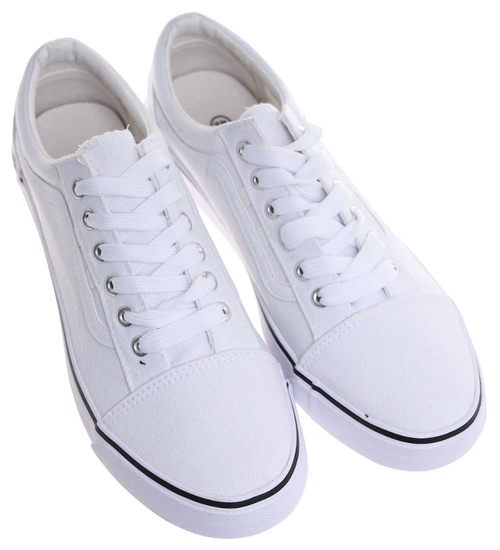 Trampki męskie niskie Sznurowane białe z tkaniny /B5-3 18010 T238/