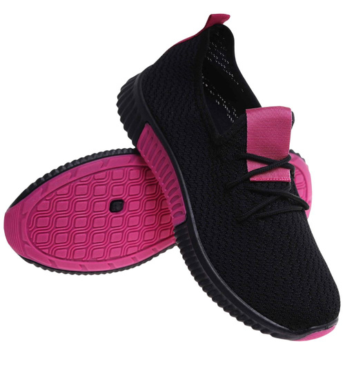 Damskie czarne buty sportowe w dużym rozmiarze /F8-2 18107 T281/