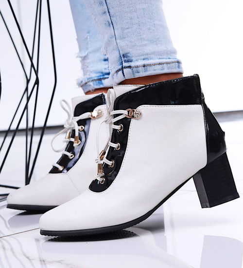 Ocieplane białe botki damskie /A5-1 16759 T130/