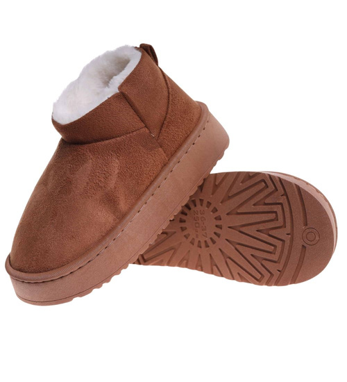 Kozaki śniegowce krótkie karmelowe ocieplane /B4-1 18351 T266/