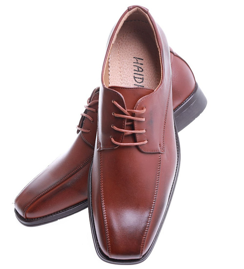 Brązowe sznurowane półbuty męskie /G3-1 15493 T254/