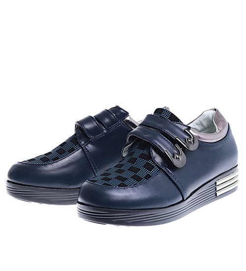 Granatowe dziewczęce półbuty na rzepy /G12-2 14973 T039/