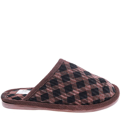 Brązowe kapcie chłopięce z miękkiego materiału /G12-1 16187 T00-3/