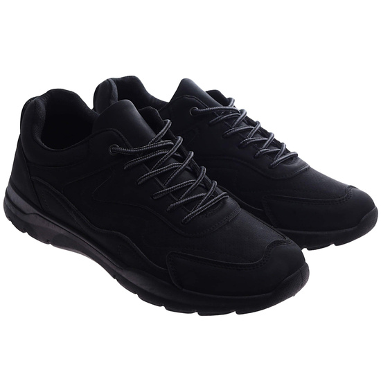 Czarne sznurowane męskie buty sportowe /A9-3 17359 T385/