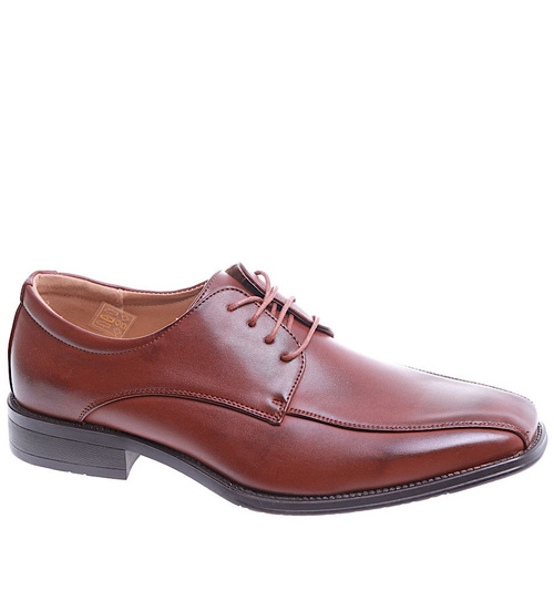 Brązowe sznurowane półbuty męskie /G3-1 15493 T254/