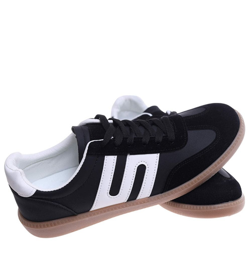 Sznurowane czarne trampki halówki /F1-3 18158 T484/