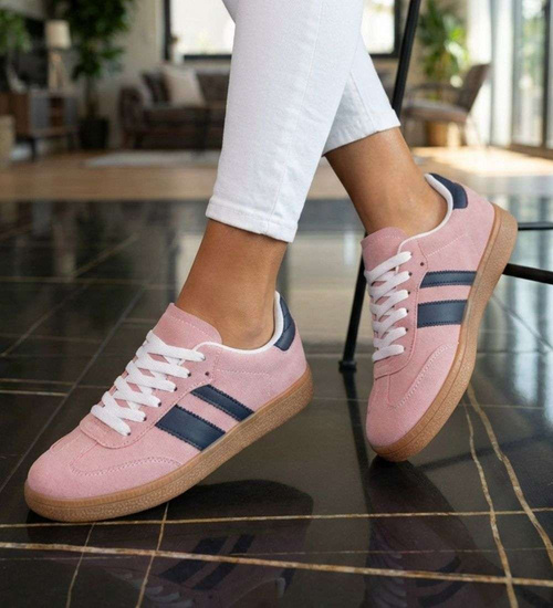 Pastelowe różowe sneakersy damskie /D4-3 18713 T444/