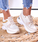 Beżowe trampki sneakersy na koturnie /C2-2 10921 W385/