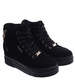 Czarne zamszowe sneakersy na koturnie i platformie /G4-3 15506 T634/