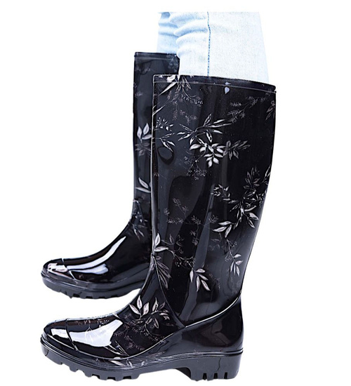 Czarne kalosze damskie z długą cholewką /E2-1 15789 T338/