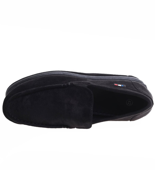 Czarne półbuty męskie wsuwane mokasyny /A5-2 16630 S398/