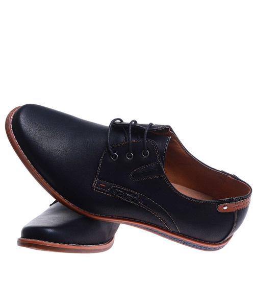 Czarne sznurowane półbuty męskie /C1-1+h2 10260 S386/