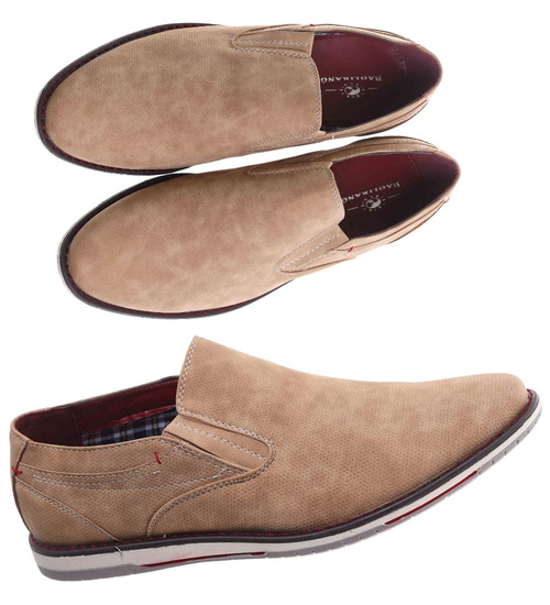 Męskie beżowe półbuty wsuwane mokasyny /C5-3 16525 T346/