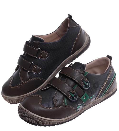 Chłopięce półbuty na rzepy Khaki /G12-2 18126 T282/
