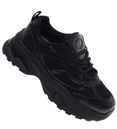 Damskie buty sportowe czarne na platformie /B4-3 18657 S242/