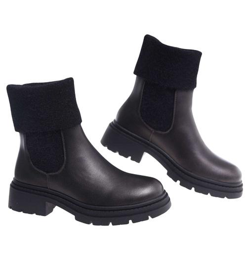 Grafitowe wsuwane botki zimowe /G3-1 18577 G381/