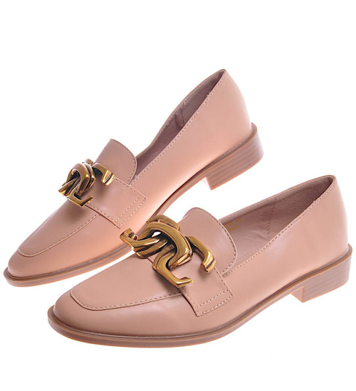 Półbuty oxfordy z ozdobą Khaki /A6-2 11601 T581/