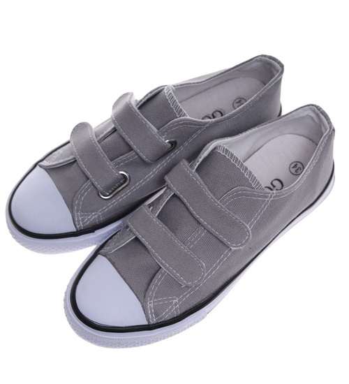 Szare tenisówki dla dziewczynki na rzepy /G2-2 18635 T286/