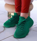 Zielone buty sportowe na niskim koturnie i platformie /G4-3 13511 T236/