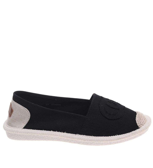 Wsuwane baleriny czarne espadryle /A10-1 18726 T188/