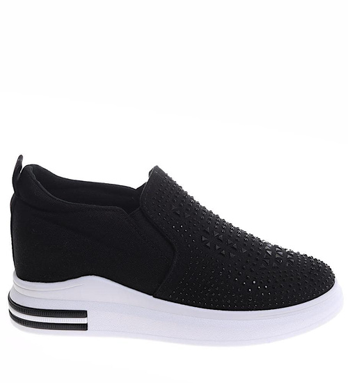 Czarne trampki sneakersy na koturnie /E8-2 16891 T284/