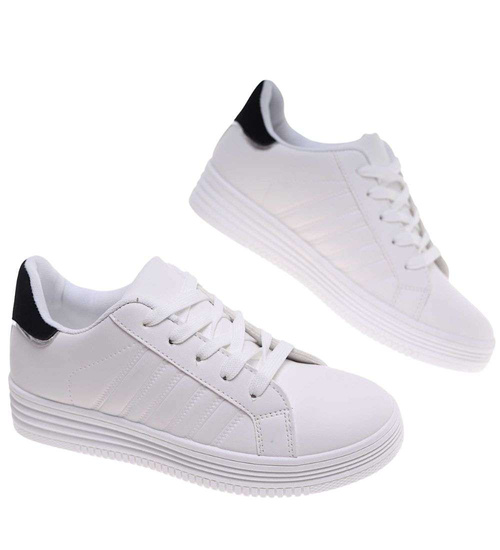 Białe buty trampki damskie na niskiej platformie /A6-2 18659 T2/