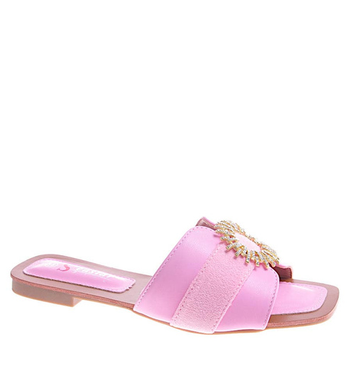 Damskie klapki na lato w cukierkowym różu /C7-2 11984 T397/