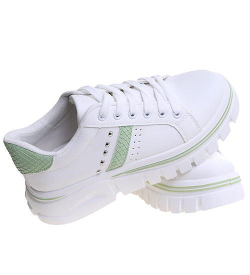 Białe trampki damskie na platformie /C1-3 13685 S247/