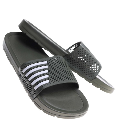 Zielone wodoodporne klapki męskie plażowe /B5-1 18369 T188/