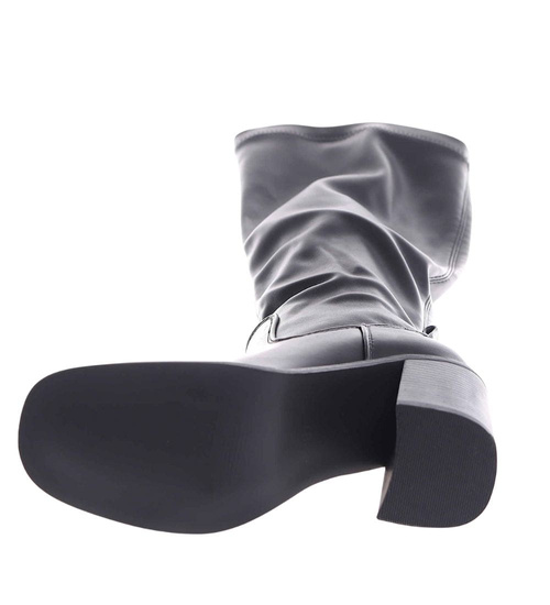  Klasyczne kozaki na obcasie czarne lekko ocieplane /K3-2 H2 18520 T433/