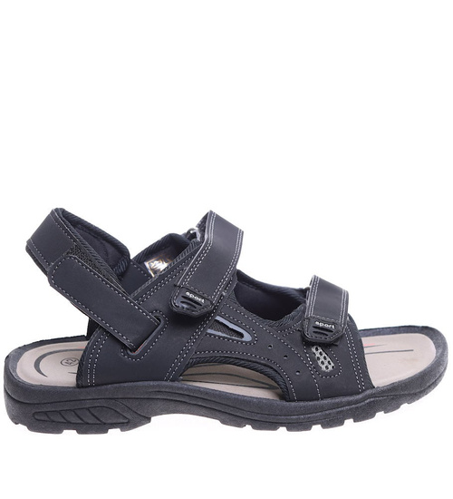 Czarne męskie sandały na rzepy /C5-1 16133 S233/