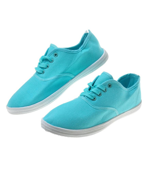 Wiązane damskie tenisówki miętowe /A6-1 7794 S097