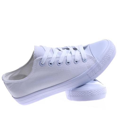 Białe sznurowane trampki damskie /G8-3 14503 S135/