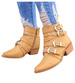 Karmelowe botki kowbojki z ćwiekami /E10-3 9349 S290/