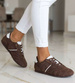 Czekoladowe sneakersy damskie zamszowe /B4-3 18799 W282/